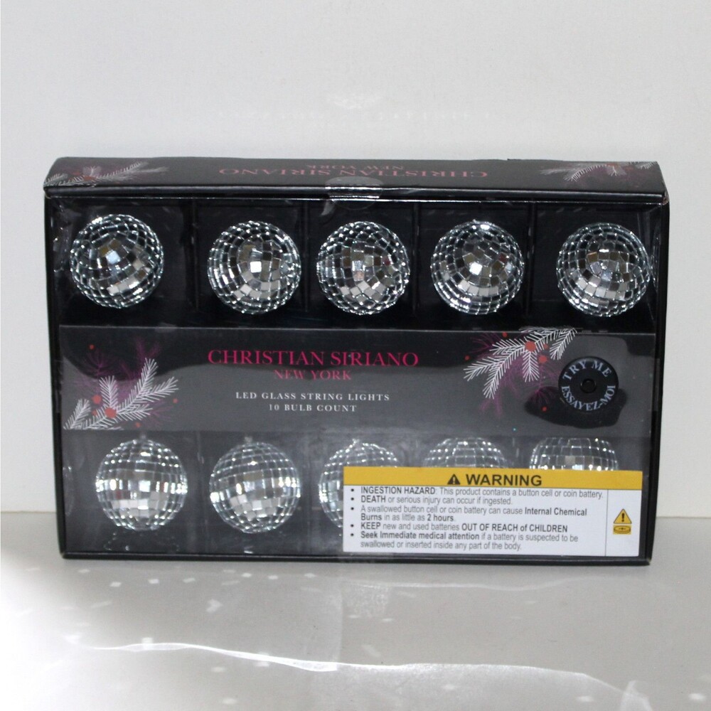 Christian Siriano LED Glass Disco Ball String Lights 10 bulb NEW home decor
